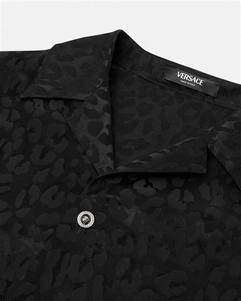 versace leopard|Leopard Jacquard Satin Shirt .